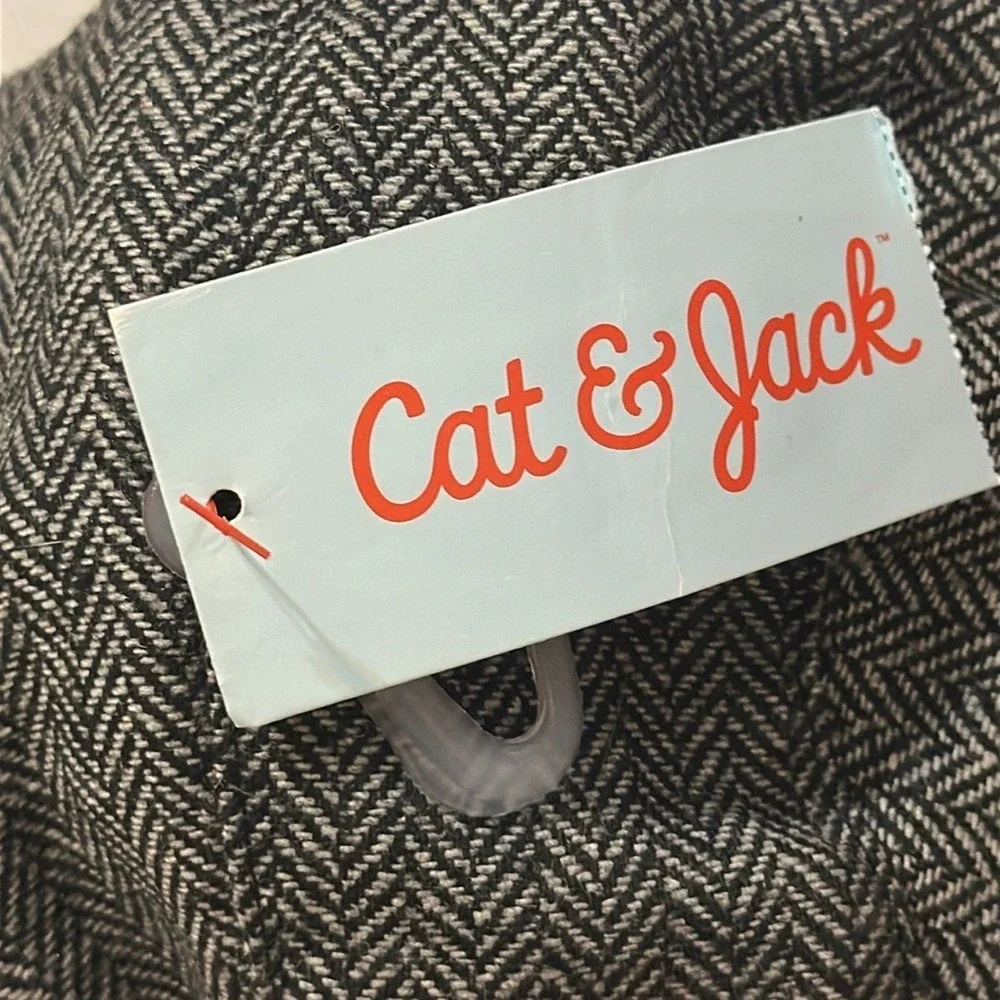 Cat & Jack Gray Herringbone Trapper Hat Faux Fur Ear Flaps OSFM GNFB1953TG